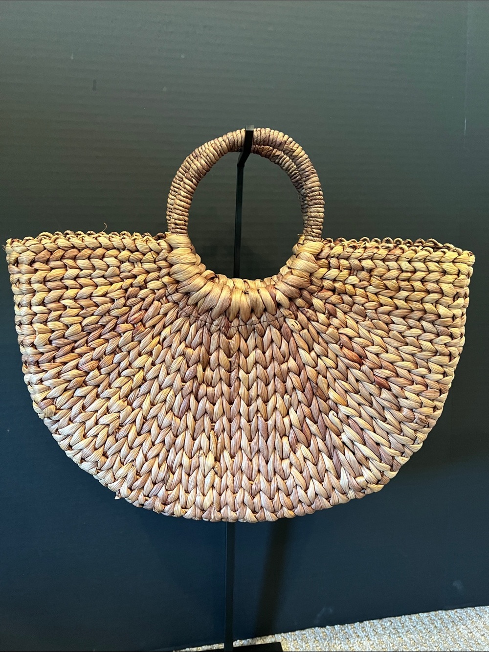 Xhilaration Natural Woven Straw Half-Moon Tote